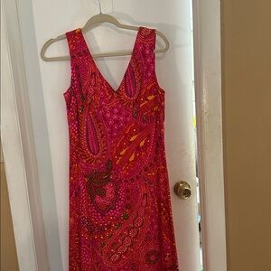 Hawaii Kai Vintage 60s Pink Paisley Maxi Dress
